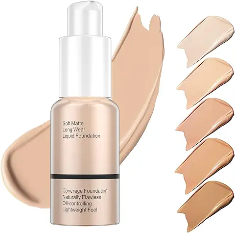Base de Maquillaje Líquida, 30 ml Liquid Foundation, Base de Maquillaje Hidratante, Corrector de Control de Aceite mate Líquido, Crema Impecable Suave Larga Lasting (102 Desnudo)  