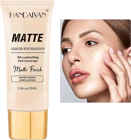 Base de Maquillaje Líquida Base de Maquillaje de Cobertura Total Base de Maquillaje Correctora Mate Oil Control Base de Maquillaje en Crema Maquillaje Natural Suave y Ligero de Larga Duración (02#)  