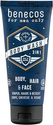 Benecos - Natural Beauty 94304 Gel de Ducha 3 en 1 para el Cuerpo, (barba) Cabello y cara - Vegano - 200 ml  