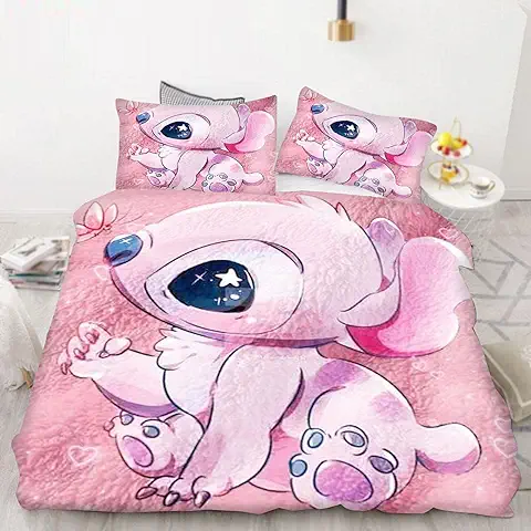 Bfrdollf Lilo & Stitch Ropa de Cama, Juego de Funda Nórdica para Niños en 3D, Diseño de Dibujos Animados, 100 % Microfibra (10, 135 x 200 cm)  
