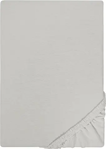 Biberna 77155/017/040 - Sábana Bajera Ajustable Elástica, para una cama Individual de 90 x 190 cm Hasta 100 x 200 cm, Color gris Natural  