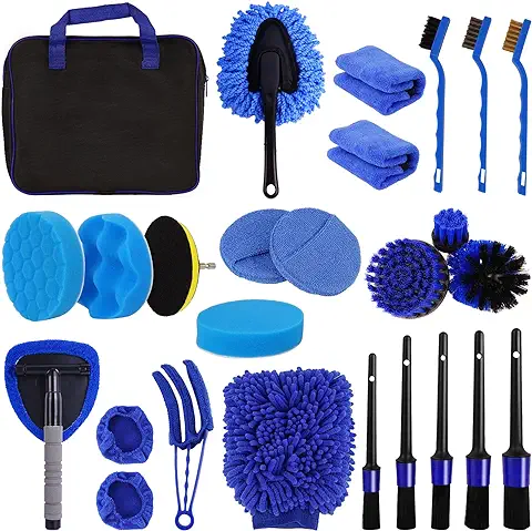 BIBIRE Kit Limpieza Coche, Kit Limpieza Coche Interior con Cepillo Llantas, Productos Limpieza Coche con Cepillo para Lavar Coche, Detailing Coche, Limpieza Interior o Exterior  