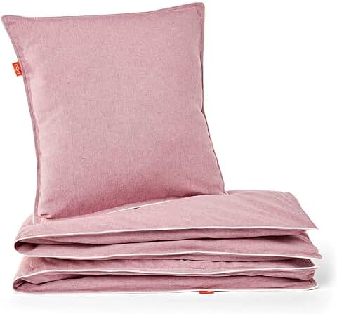 Bibu Reciclado y 50% Algodón Orgánico, Rosa, Funda Nórdica 90 x 120 Cm/Funda Almohada 45 x 45 cm  