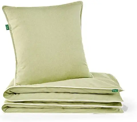 Bibu Reciclado y 50% Algodón Orgánico, Verde, Funda Nórdica 90 x 120 Cm/Funda Almohada 45 x 45 cm  
