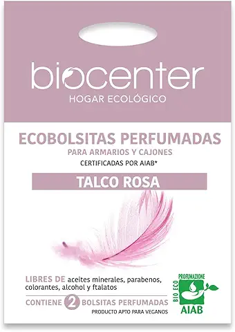 BIOCENTER Ambientador Natural Talco Rosa (2 Unidades) - Certificado Ecológico y Vegano  