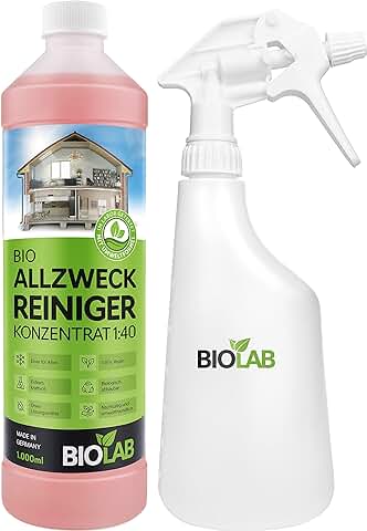 BIOLAB Limpiador Multiusos Concentrado, 1000 ml, Incluye Botella de Spray para Mezclar, Concentrado  