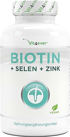 Biotina 10.000 mcg + Selenio + Zinc - 365 Comprimidos para la Piel, el Cabello y las Uñas - Premium: Con Biotina Bioactiva y Bisglicinato de zinc de Albion® - Vegano  