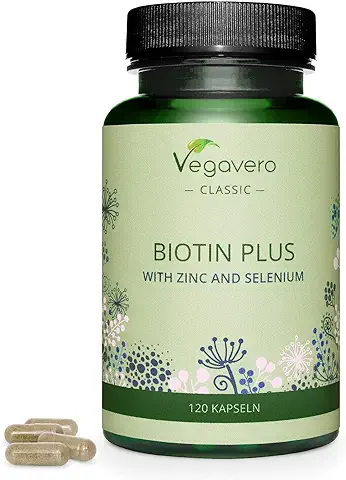 Biotina Vegavero® | Con Zinc & Selenio | Sin Aditivos | Crecimiento Pelo & Uñas | Anticaida Del Cabello | 120 Cápsulas – Para 4 Meses