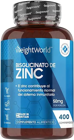 Bisglicinato de Zinc - 400 Comprimidos | Para el Pelo, Piel, Uñas y Reforzar Sistema Inmunológico | Antioxidante Quelado para Hombre y Mujer | +1 Año de Suministro, Vegano, Sin Gluten y Keto  