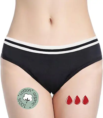 Bragas Menstruales Absorbentes = 2 Tampones - Lavables - Algodón - Ecológicas - Menstruación - Bragas de Reglas Flujo Periódico de Moderado a Abundante - Incontinencia - Protección de Fugas de Orina  