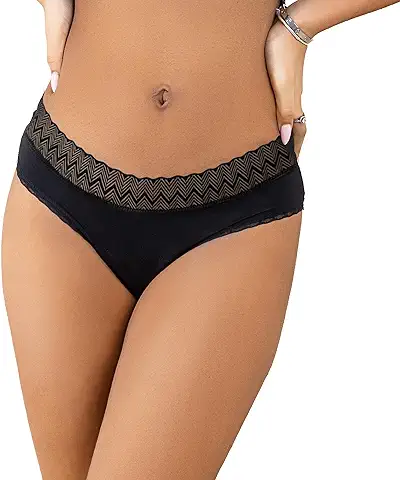 Bragas Menstruales Negras - Bragas de Mujer de Protección Hygiénia Absorbente y Lavable - Ropa Interior Mujer Ecológica y Reutilizable para la Menstruación  