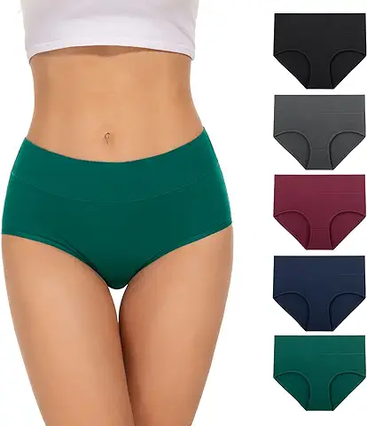 Bragas Mujer Algodón Elástico Culotte Cintura Alta Ropa Interior 5 Pack  