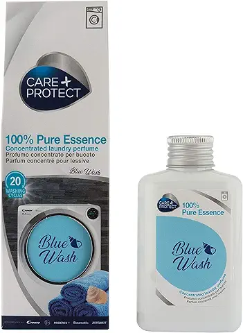 CARE + PROTECT Blue Wash, Esencia 100% Pura, Fragancia de Lavandería para Lavadoras, Esencia Concentrada para Ropa y Ropa, Fórmula Activa de Larga Duración, Hasta 5 Semanas, 20 Ciclos, 100ml  