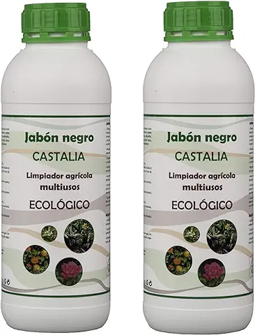 Castalia Jabón Negro Ecológico - Pack 2 de Litros Total - Fertilizante e Insecticida de Alta Eficacia Contra Mosca Blanca, Araña Roja, Trips, Cochinilla y Pulgón - Jabón Potásico  