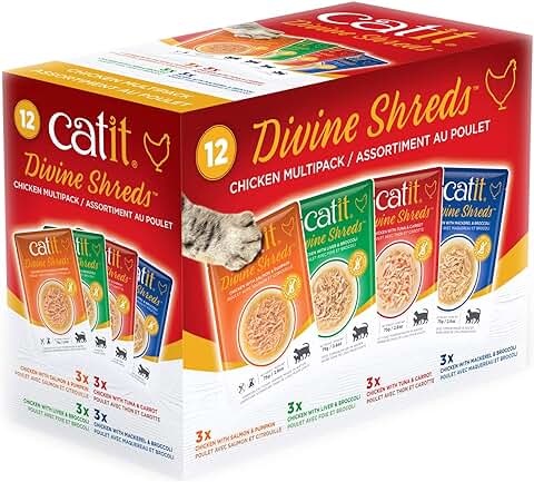 Catit Divine Shreds, Pollo Multipack, Pouch 12x 75g  