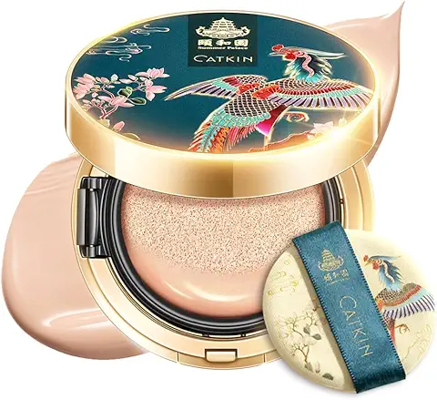 CATKIN BB Cream Air Cushion Base de Maquillaje de Cobertura Natural Corrector Con Recarga Gratuita Y Esponja de Maquillaje Natural Medio (C01)  