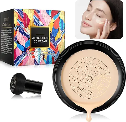 CC Creme BB Cream, Líquida Fundación, Mushroom Head Air Cushion BB Cream, Ocultador, Base de Maquillaje, Maquillaje de Larga Duración, Hidratante Corrector Permeable (Natural)  