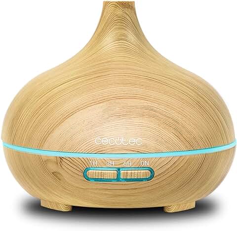 Cecotec Humidificador Ultrasónico y Difusor de Aromas con Temporizador Pure Aroma 300 Yang. 10 W, 300 ml, Temporizador Hasta 6 Horas, 7 Colores LED, Función Aromaterapia, Ultrasilencioso  