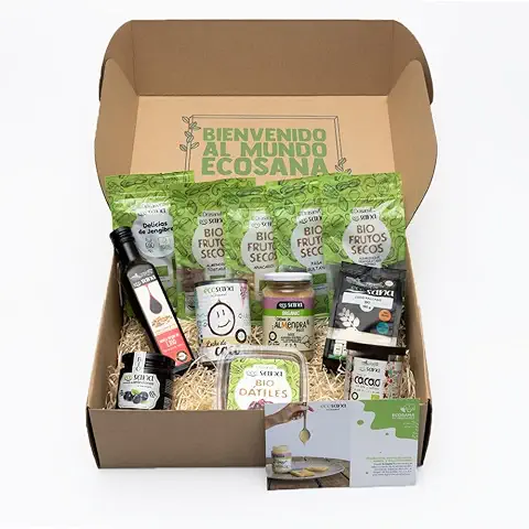 CESTA REGALO ALIMENTACION ECOLOGICA ECOSANA by DRASANVI| Regalo Personal o Regalo de Empresa| Productos Ecológicos con Certificado Bio| Surtido de Productos Procedentes de Agricultura Ecológica  