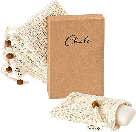 Chali® 5x Bolsa Jabon Sisal Natural, Saco Jabon para Jabon e Champu Solido, Restos de Jabon - Red de Jabon Sostenible con Efecto Exfoliante  