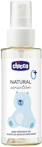 Chicco Aceite Masaje Natural Sensation 100 ml, Cosmética Bebés y Recién Nacidos 0+ Meses, Ingredientes Naturales, Hidrata Piel Seca del Bebé, Envase Sostenible, 100 ml  