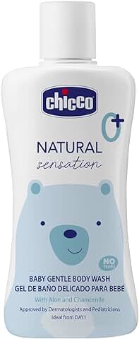 Chicco Gel de Baño Natural Sensation, Cosmética Bebés y Recién Nacidos 0 + Meses, Ingredientes Naturales, Limpia Piel y Cuerpo del Bebé, Envase Sostenible, 200 ml  