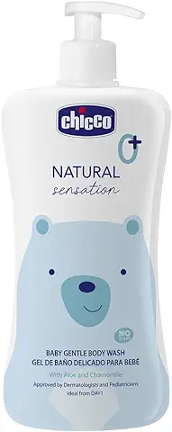 Chicco Gel de Baño Natural Sensation, Cosmética Bebés y Recién Nacidos 0 + Meses, Ingredientes Naturales, Limpia Piel y Cuerpo del Bebé, Envase Sostenible, 500 ml  