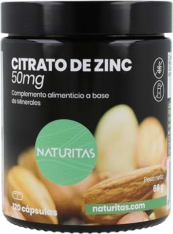 Citrato de Zinc 120 Cápsulas Naturitas Essentials | Regula el Metabolismo | Reduce la Absorción de Grasas | Digestión | Piel, Cabello y Uñas | Suplemento  