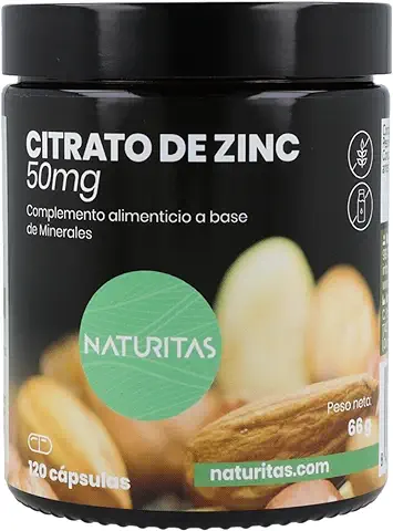 Citrato de Zinc 120 Cápsulas Naturitas Essentials | Regula el Metabolismo | Reduce la Absorción de Grasas | Digestión | Piel, Cabello y Uñas | Suplemento  