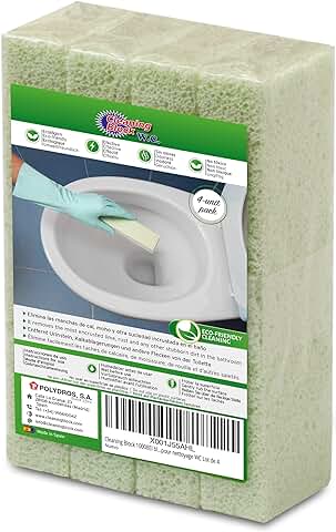 Cleaning Block WC - Pack de 4 Barritas para Eliminar Manchas de cal, Sarro y otra Suciedad Incrustada en Inodoros, WC, Lavabos, Bañeras y Otras Superficies en el Baño  