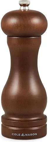 Cole & Mason HB0644P Forest Capstan Molinillo de Pimienta, Madera Oscura, Precision+/Molienda Ajustable, Madera de Haya Teñida, 165mm, Incluye 1 x Molino  