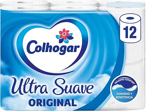 Colhogar Ultra Suave Original x12 - Papel Higiénico Suave - Paquete con 12 Rollos - Papel de Baño de 2 Capas - 100% Libre de Perfume - Blanco