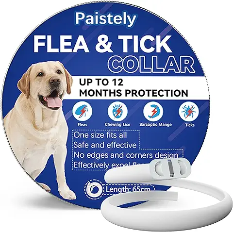Collar Antiparasitario Perros, Seguro y Eficaz Antipulgas Hecho de Aceites Esenciales 100%, de 12 Meses de Eficacia de Todos Los Tamaños  