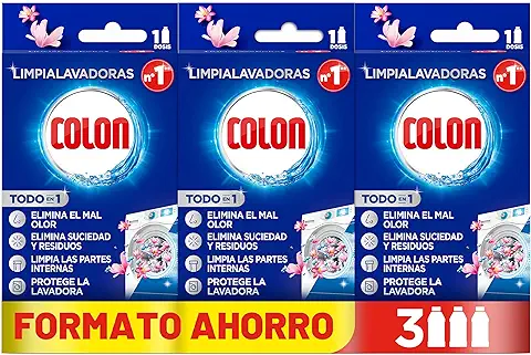 Colon Limpialavadoras - Limpia la Lavadora y Elimina Malos Olores, Megapack de 3 Usos, 250 ml (Paquete de 3)  