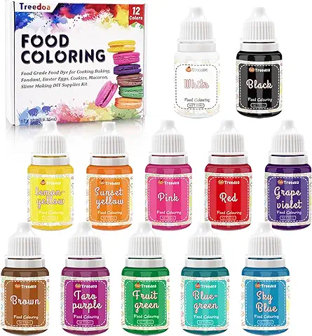 Colorantes Alimentarios,12 Colorante x 10ML Alimentarios de Grado Juego de Colorantes Alimentarios para Pasteles, Alimenticio para Hornear Pasteles,Decoraciones,Fondant,Glaseado,Fabricación de Slimo  