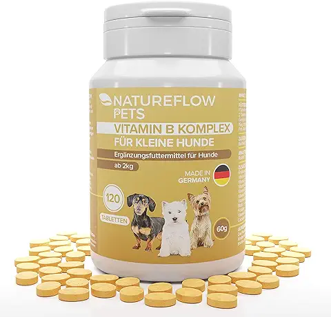 Complejo de Vitamina B Perros - B Vitaminas para Perros a Partir de 2 kg - 120 Comprimidos de Vitaminas - Suplemento Perro con K3, ácido Fólico, Calcio y Biotina para Perros - Made in Germany  