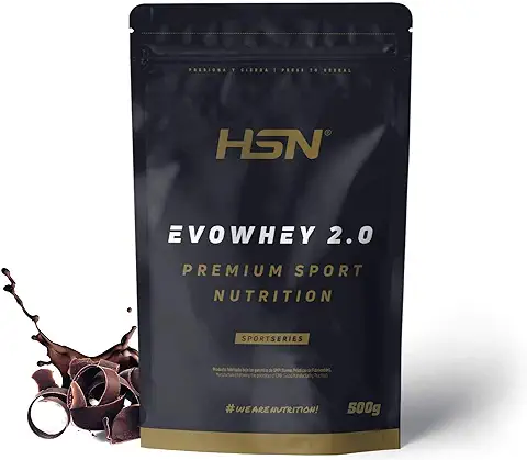 Concentrado de Proteína de Suero de HSN Evowhey Protein 2.0 | Sabor Chocolate 500 g = 17 Tomas por Envase | Whey Protein Concentrate | No-GMO, Vegetariano, Sin Gluten ni Soja