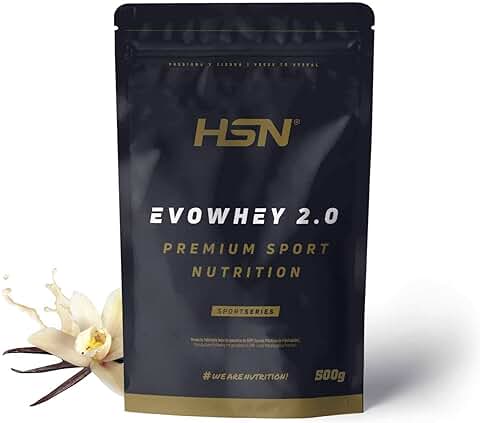 Concentrado de Proteína de Suero de HSN Evowhey Protein 2.0 | Sabor Vainilla 500 g = 17 Tomas por Envase | Whey Protein Concentrate | No-GMO, Vegetariano, Sin Gluten ni Soja  