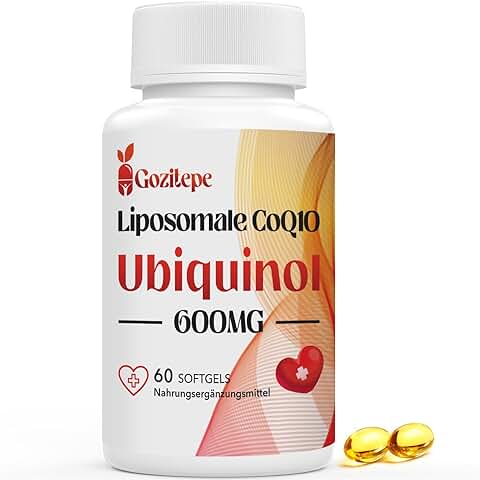 CoQ10 Ubiquinol Liposomal 600mg, 60 mini Softgels con Coenzima Q10 de alta Potencia, Excelente Biodisponibilidad y Absorción, Potente Antioxidante (1 Pack)  