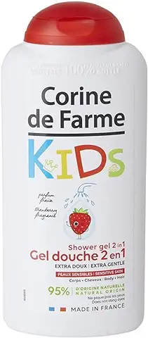 Corine de Farme - Gel de Ducha 2 en 1 KIDS para Niños - Producto de Baño para Piel y Cabello - Extra Suave - Perfume Fresa - Cosmético Natural - Fabricado en Francia - Pieles Sensibles - 300ml  