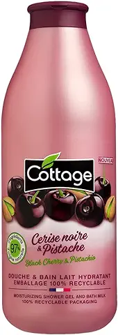 Cottage – Ducha & Baño Leche Hidratante – Cereza Negra y Pistache– 97% de Ingredientes de Origen Natural – 750 ml  