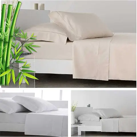 COTTON ARTean Juego de Sábanas Bambú Beige. ORGÁNICO e HIPOALERGÉNICO Cama de 150 x 190/200. Color Beige. ECOFRIENDLY  