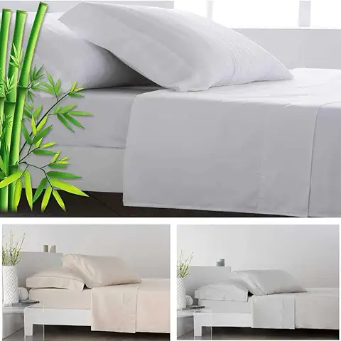 COTTON ARTean Juego de Sábanas Bambú ORGÁNICO e HIPOALERGÉNICO Cama de 150 x 190/200. Color Blanco. Eco Friendly  