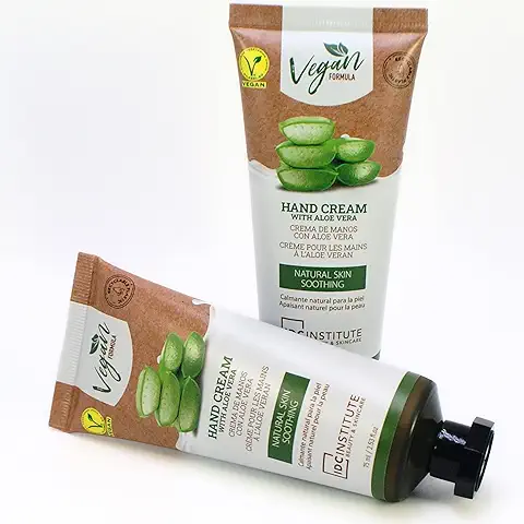 Crema de Manos con Aloe Vera Vegana Calmante y Protectora Para Mujer y Hombre 2 Tubos de 75ml. Fórmula No Grasa. Crema Hidratante Regeneradora y Reparadora Para las Manos y las Uñas.  