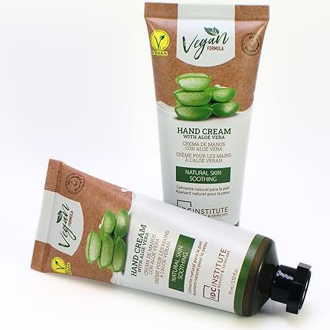 Crema de Manos con Aloe Vera Vegana Calmante y Protectora Para Mujer y Hombre 2 Tubos de 75ml. Fórmula No Grasa. Crema Hidratante Regeneradora y Reparadora Para las Manos y las Uñas.  