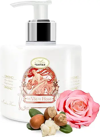 Crema de Manos Gran Formato Con Dosificador Rosa y Melocotón 300ml Un Air D'Antan/Crema Manos Reparadora Con Aceite de Argán/Crema Hidratante/Crema de Manos Hidratante/Sin Parabenos Ni Sulfatos  