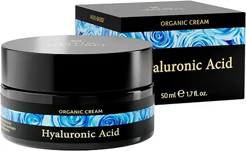 Crema Hidratante Facial Mujer - Acido Hialuronico Puro Orgánica 50ml - Vegana - Reafirmante Antiarrugas con Vitamina E - Satin Naturel  