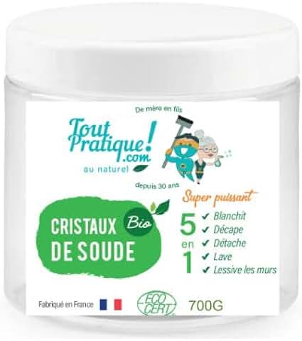 Cristales de soda Ecológicos, 700 g, en Tarro Reutilizable, Natural y Francès  