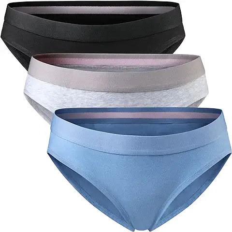 DANISH ENDURANCE Braguita de Algodón Orgánico, Ropa Interior Mujer Suave, Negro, Gris, Azul 3 Pack, S  