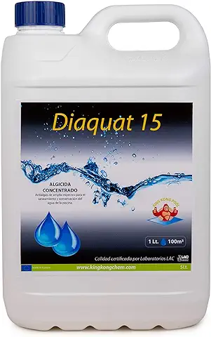 DIASA INDUSTRIAL Algicida Concentrado Piscinas DIAQUAT 15 5 Litros - Antialgas Concentrado en Formato Líquido - Produce Espuma EN EL Agua  